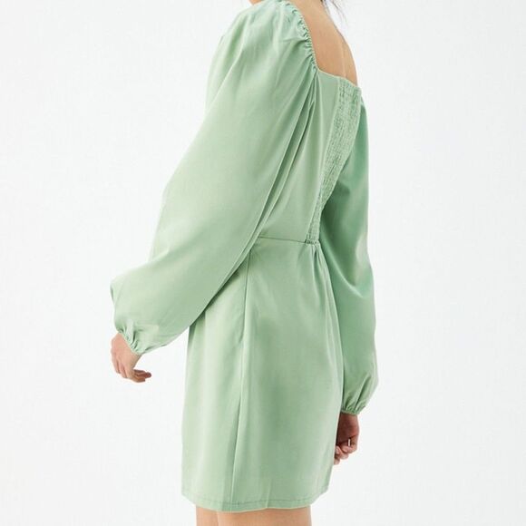 Kendall & Kylie Bustier Slit Satin Women's Mini Dress Sage Green (Size XS) - Picture 3 of 12